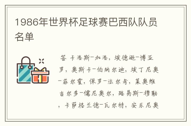1986年世界杯足球赛巴西队队员名单