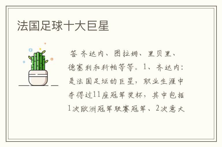 法国足球十大巨星