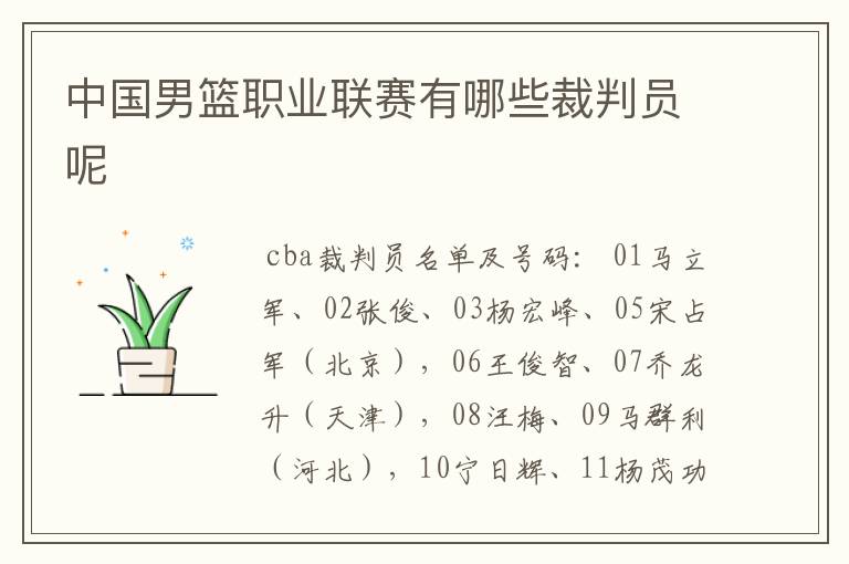 中国男篮职业联赛有哪些裁判员呢
