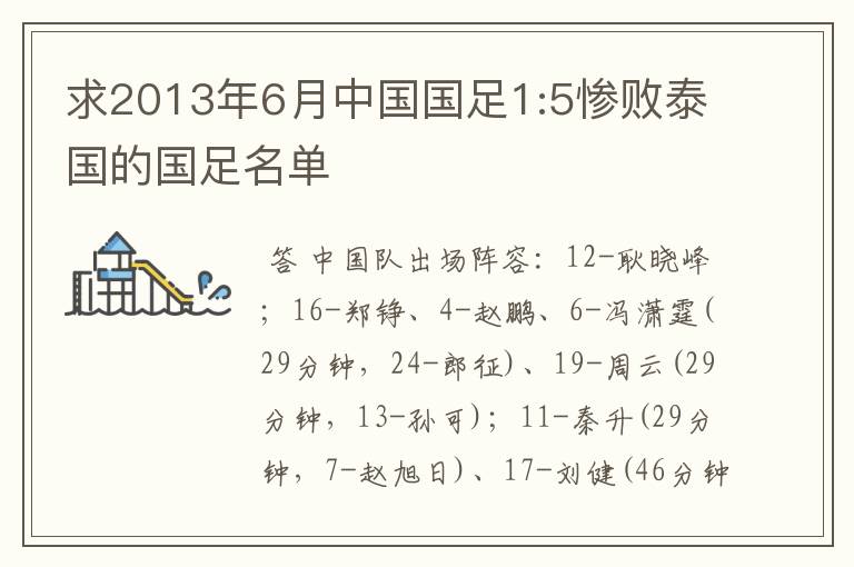 求2013年6月中国国足1:5惨败泰国的国足名单