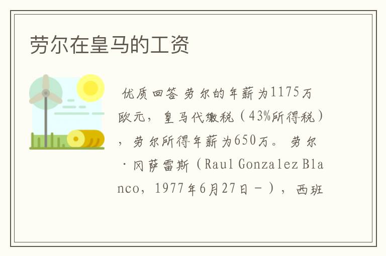 劳尔在皇马的工资