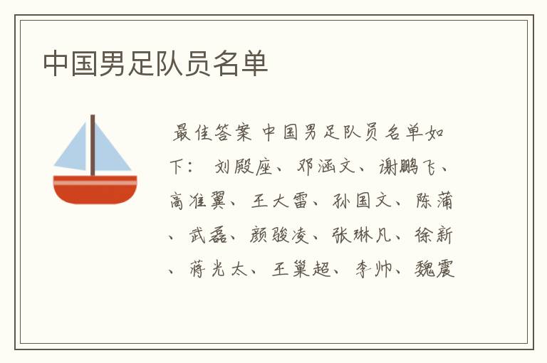 中国男足队员名单