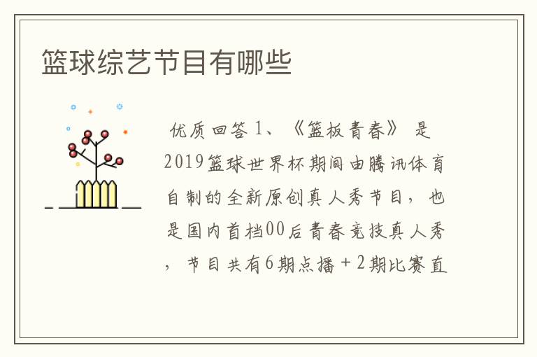 篮球综艺节目有哪些