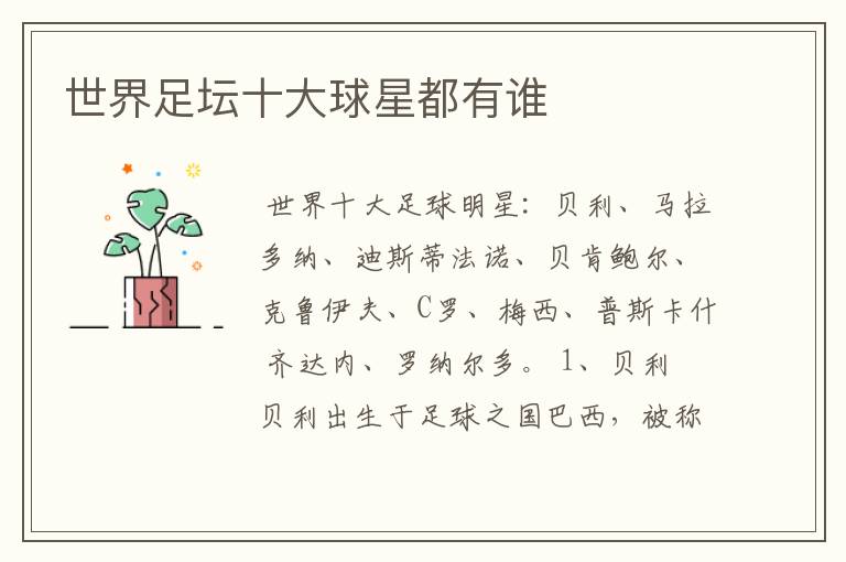 世界足坛十大球星都有谁