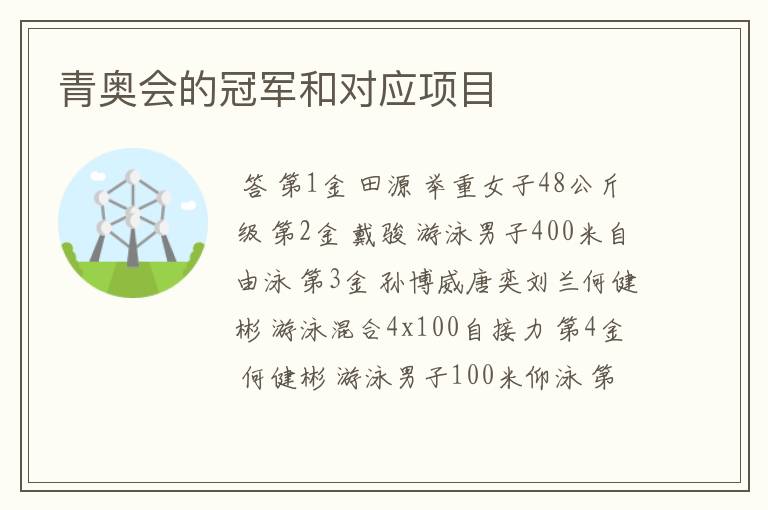 青奥会的冠军和对应项目