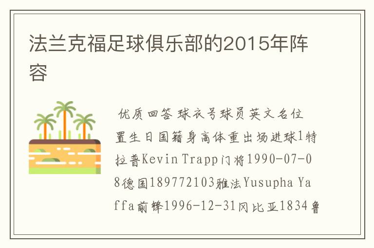 法兰克福足球俱乐部的2015年阵容