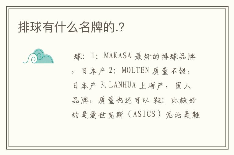排球有什么名牌的.?