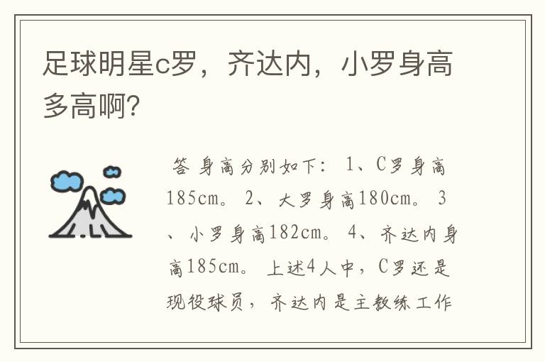 足球明星c罗，齐达内，小罗身高多高啊？