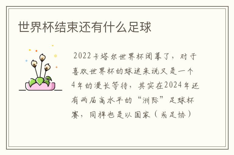 世界杯结束还有什么足球