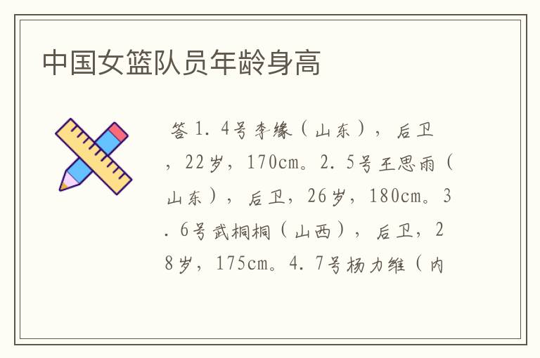 中国女篮队员年龄身高