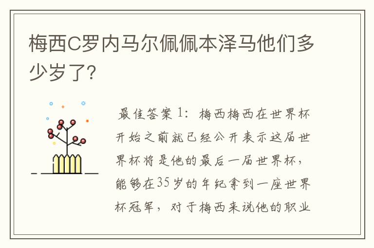 梅西C罗内马尔佩佩本泽马他们多少岁了?