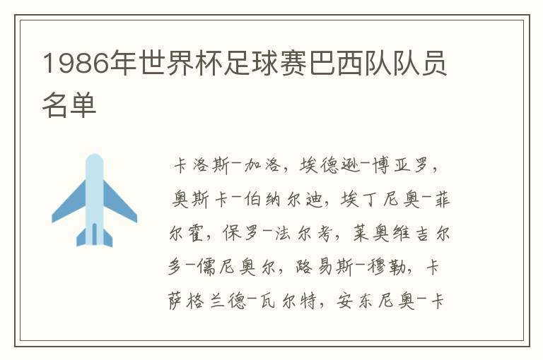 1986年世界杯足球赛巴西队队员名单