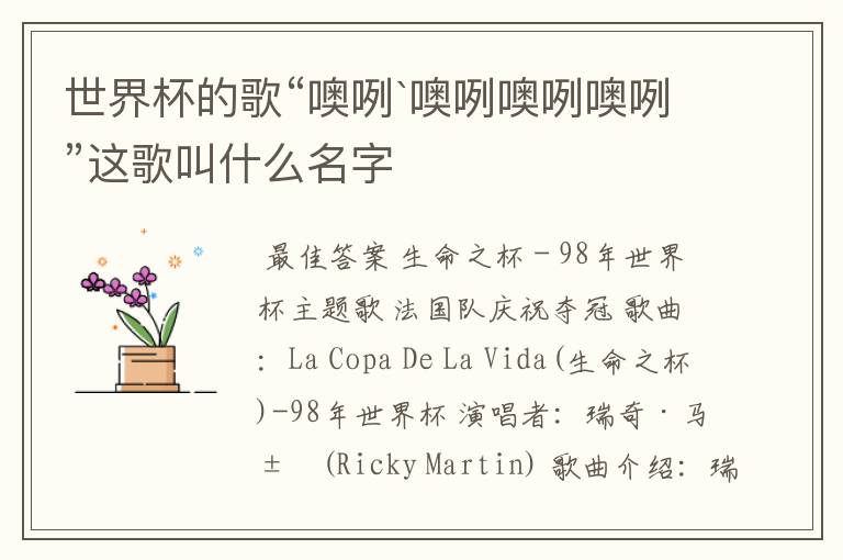 世界杯的歌“噢咧`噢咧噢咧噢咧”这歌叫什么名字