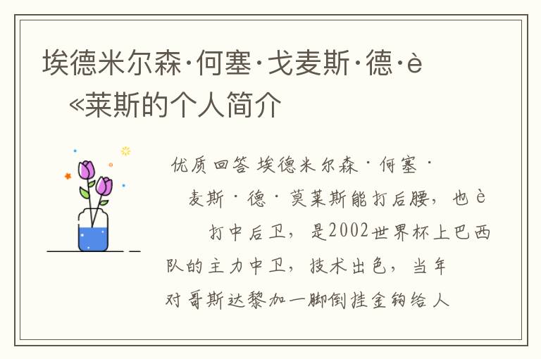 埃德米尔森·何塞·戈麦斯·德·莫莱斯的个人简介