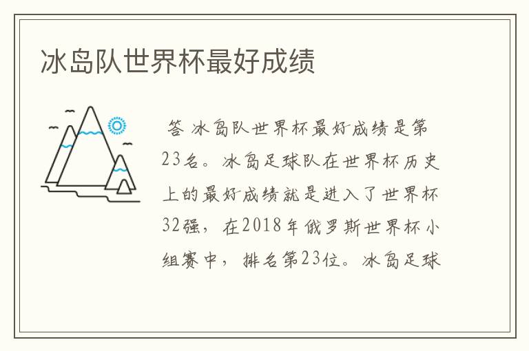 冰岛队世界杯最好成绩