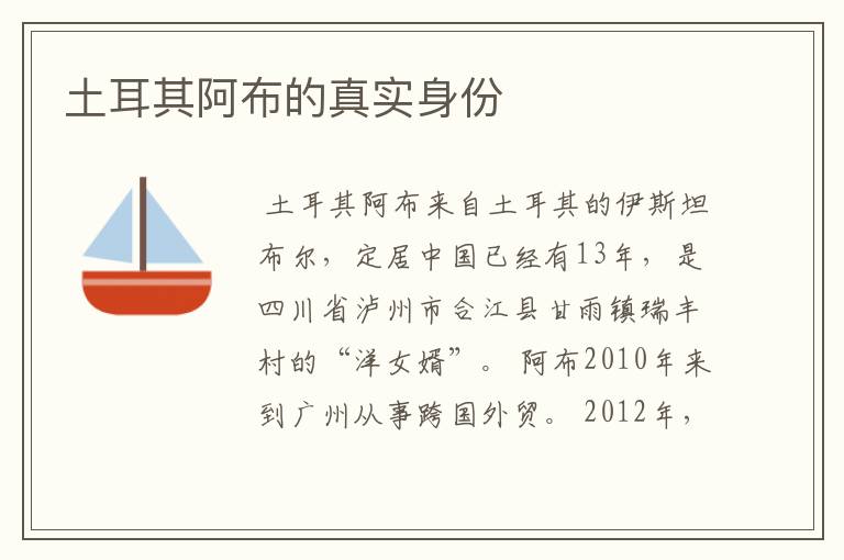 土耳其阿布的真实身份