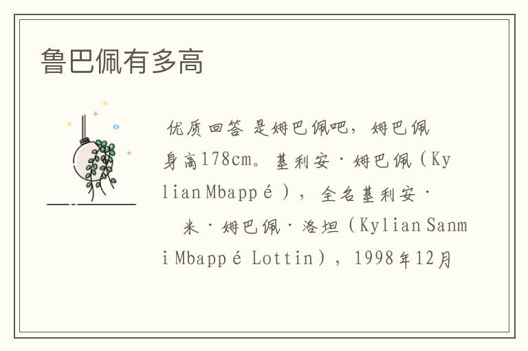 鲁巴佩有多高