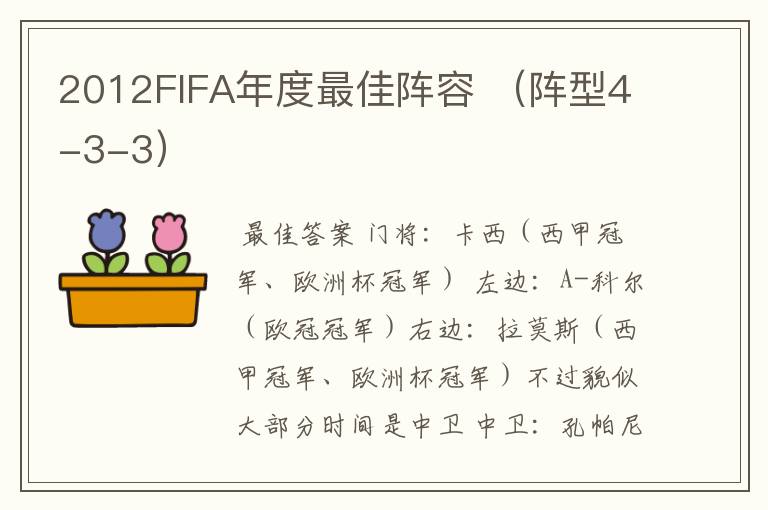2012FIFA年度最佳阵容 (阵型4-3-3)