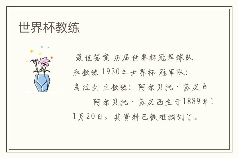 世界杯教练