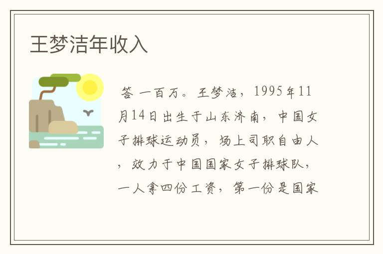王梦洁年收入