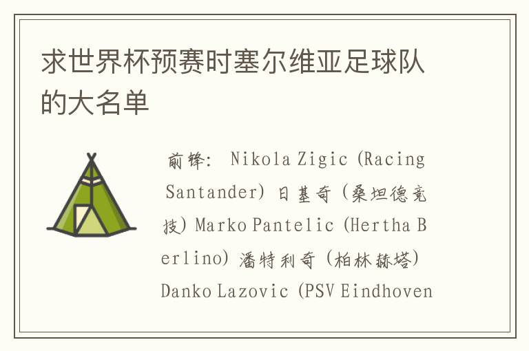 求世界杯预赛时塞尔维亚足球队的大名单