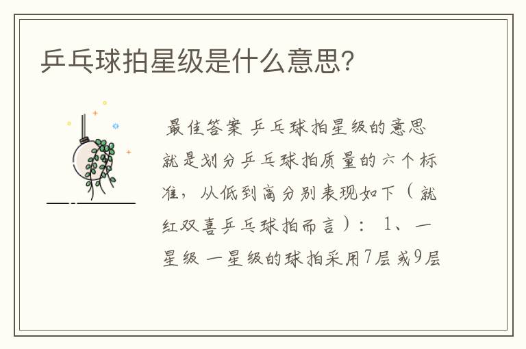 乒乓球拍星级是什么意思？