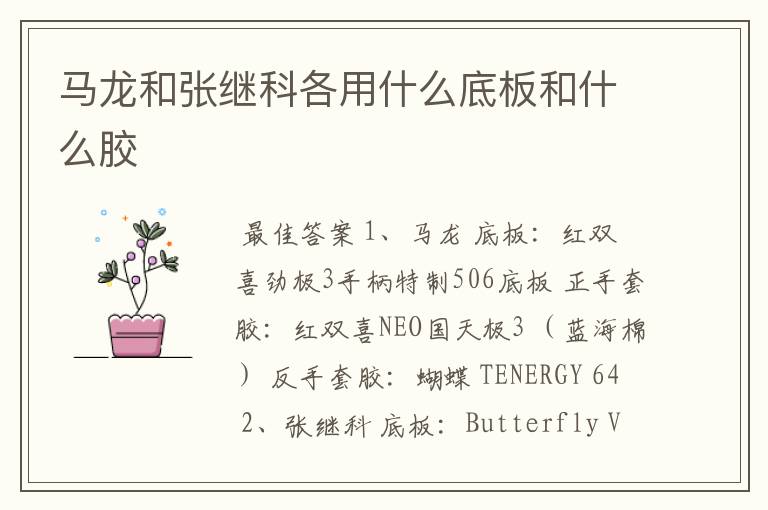 马龙和张继科各用什么底板和什么胶