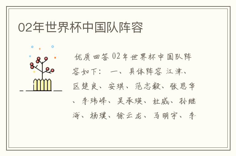 02年世界杯中国队阵容
