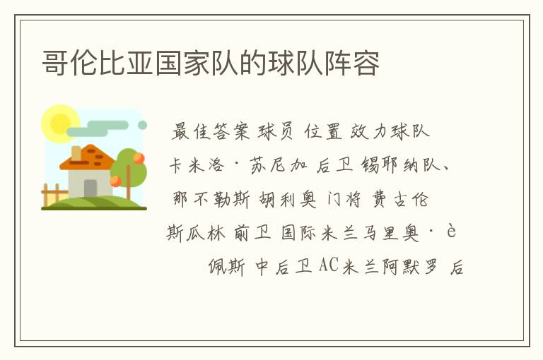 哥伦比亚国家队的球队阵容