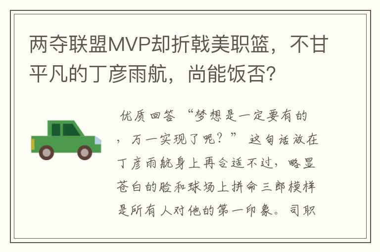 两夺联盟MVP却折戟美职篮,不甘平凡的丁彦雨航,尚能饭否?