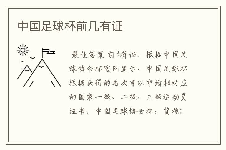 中国足球杯前几有证