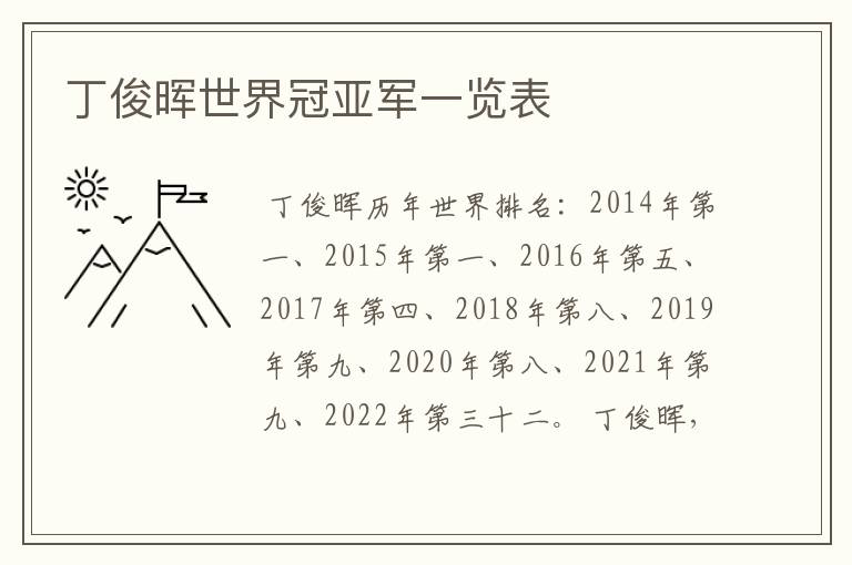 丁俊晖世界冠亚军一览表