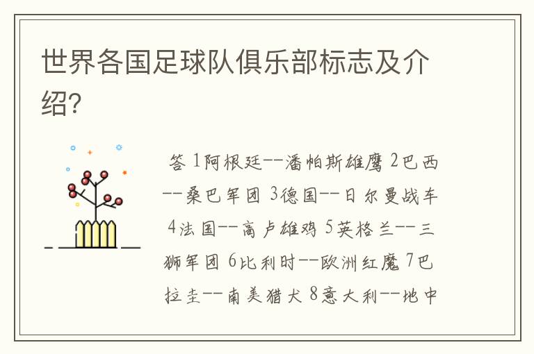 世界各国足球队俱乐部标志及介绍?