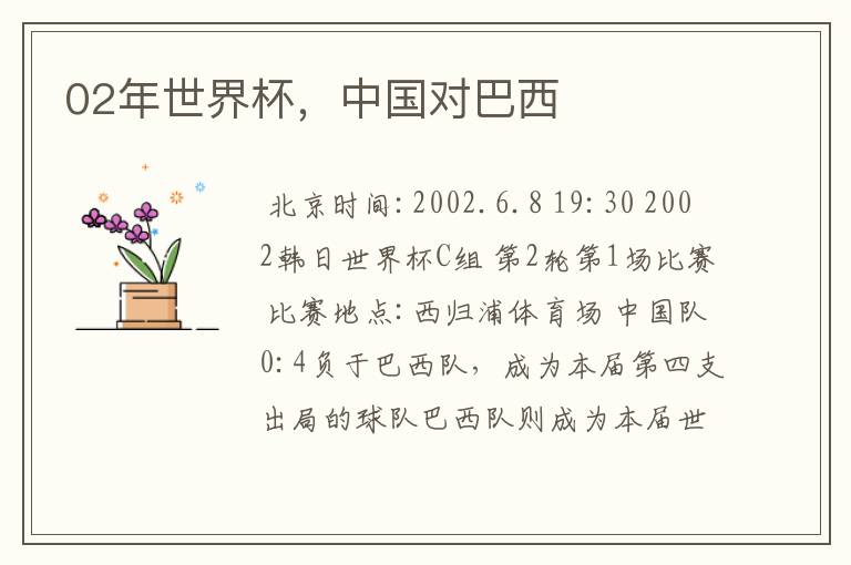 02年世界杯，中国对巴西