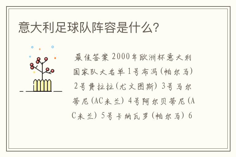 意大利足球队阵容是什么?