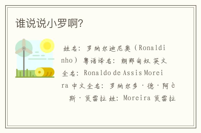 谁说说小罗啊？