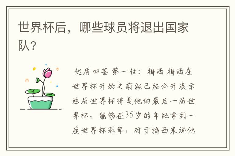 世界杯后,哪些球员将退出国家队?