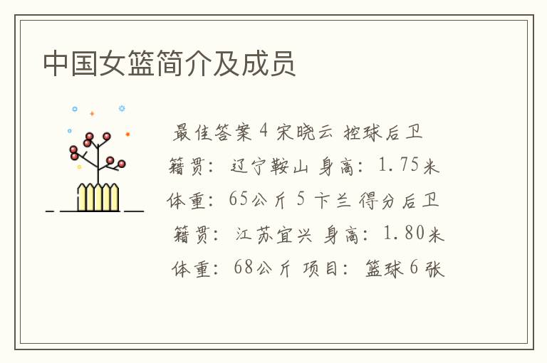 中国女篮简介及成员