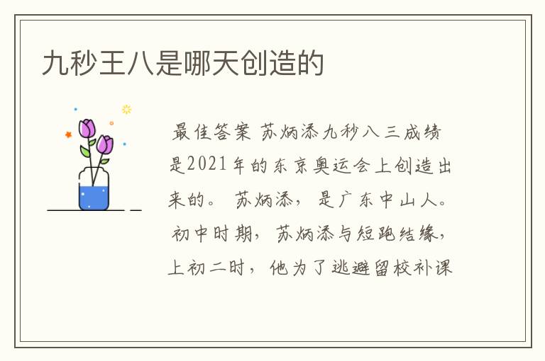 九秒王八是哪天创造的