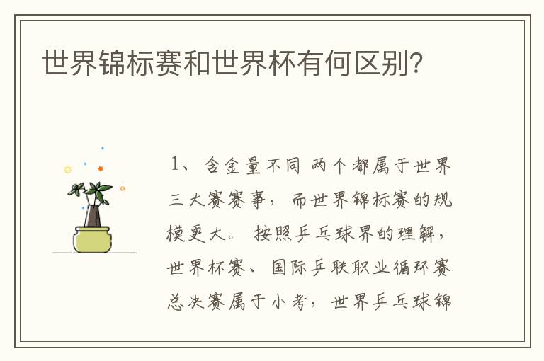 世界锦标赛和世界杯有何区别?