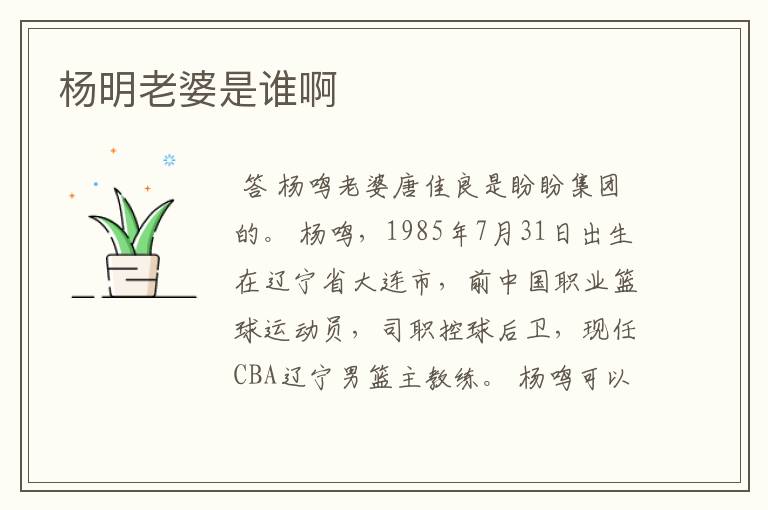 杨明老婆是谁啊