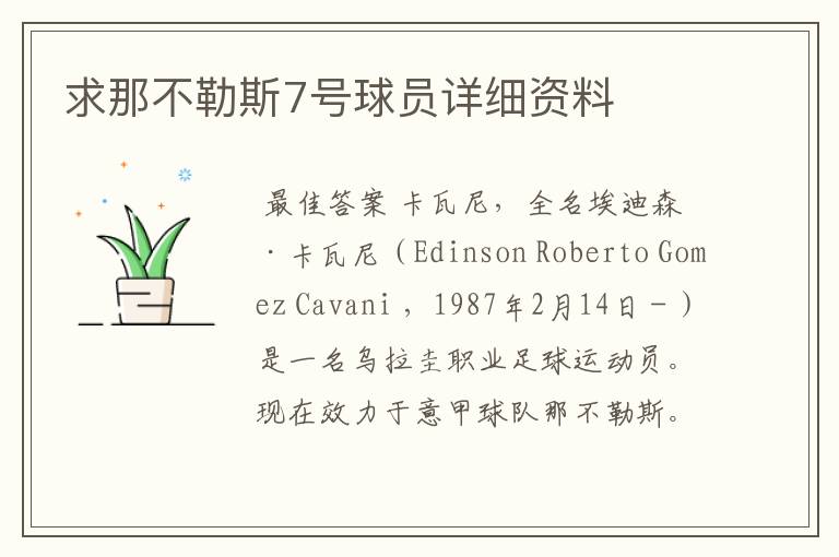 求那不勒斯7号球员详细资料