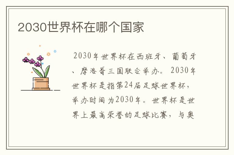 2030世界杯在哪个国家