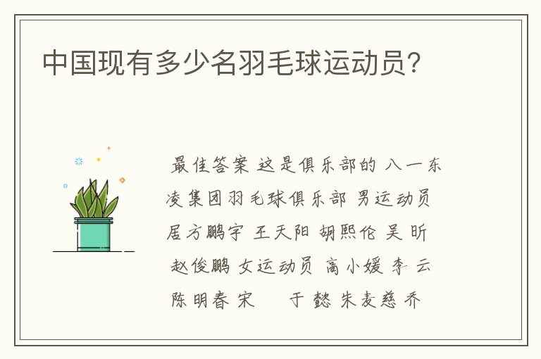 中国现有多少名羽毛球运动员?