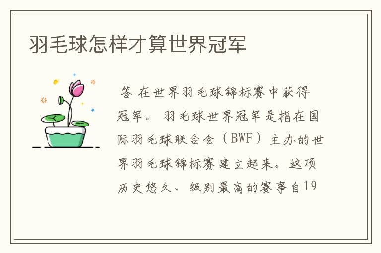 羽毛球怎样才算世界冠军
