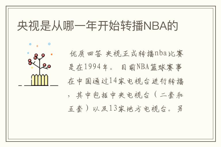央视是从哪一年开始转播NBA的