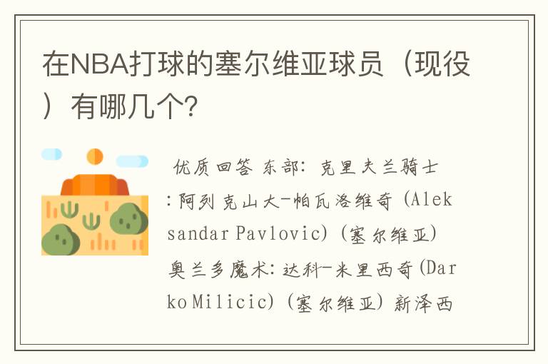 在NBA打球的塞尔维亚球员(现役)有哪几个?