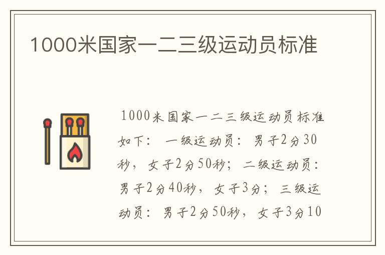 1000米国家一二三级运动员标准
