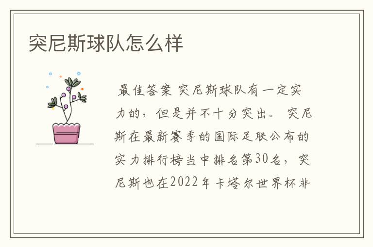 突尼斯球队怎么样