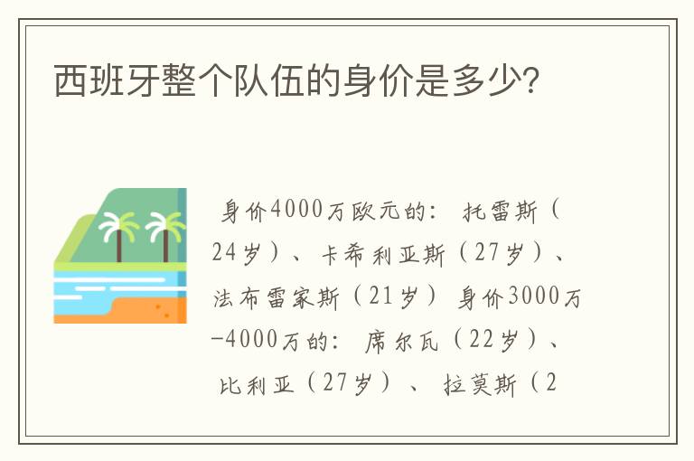 西班牙整个队伍的身价是多少?